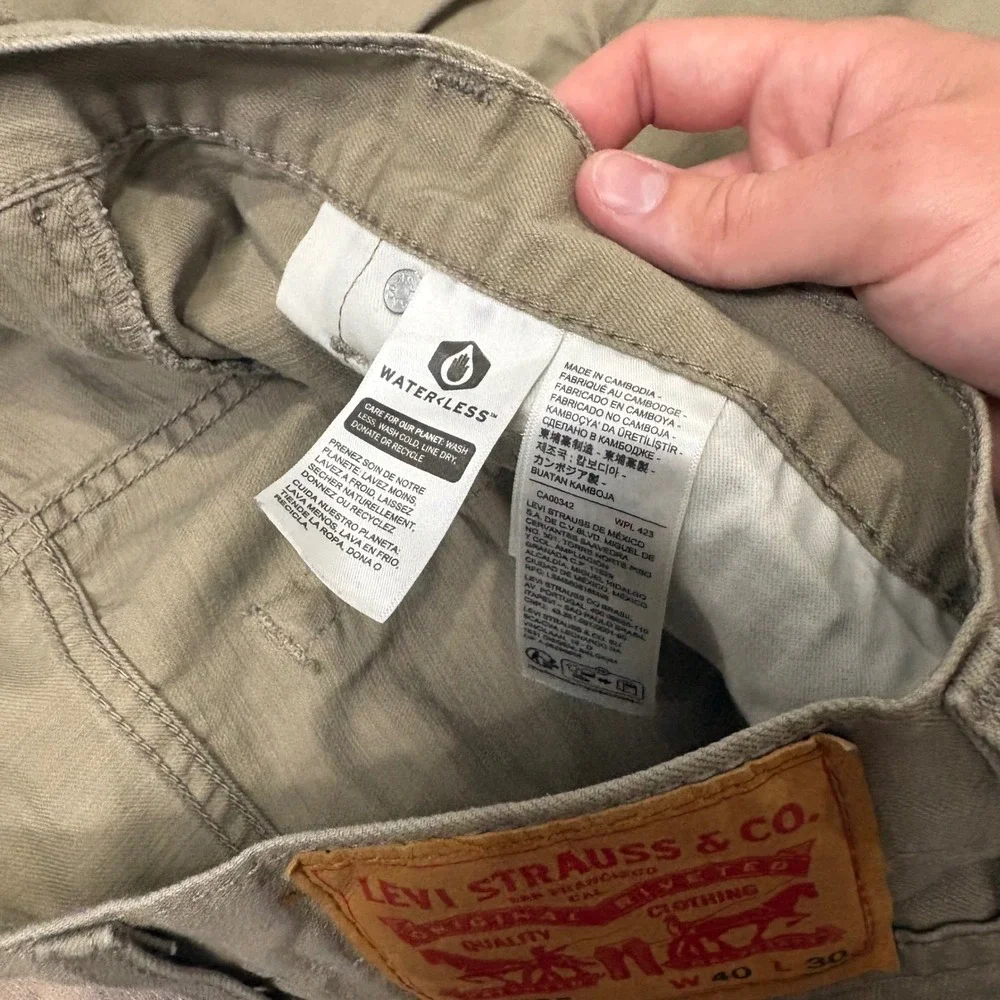 Levi's Pants Mens 40x30 Tan 559 Relaxed Straight Leg Khaki Denim Jeans